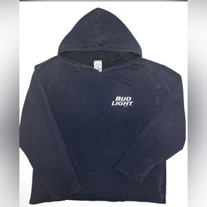 Original Vintage Bud Light Logo Hoodie 1997 Navy/White Mens Large